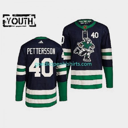 Vancouver Canucks Elias Pettersson 40 Adidas 2022 Reverse Retro Marine Authentic Shirt - Kinderen